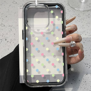 2 IN 1 Polka Dots Clear Phone Case For iPhone 17 Pro Max 18 Pro 16 15 11 12 14 13 18 Pro Max Shockproof Funda Covers Capinha