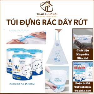 Túi Đựng Rác Có Dây Kéo loại 100 Túi.  Loại Siêu Dày Dai Chắc Chắn Túi Đựng Rác kích thước 45x50cm