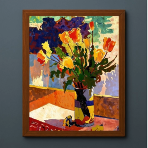 Tranh Nghệ thuật "Hoa Vàng Dưới Nắng Mai" VIETSMART ART - Acrylic trên toan vải 45 x 60cm