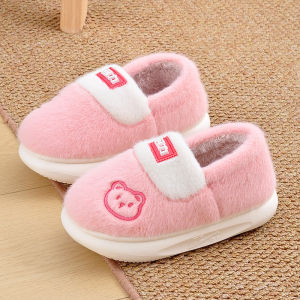 Childrens Cotton Slippers Anti-Slip Indoor Home Comfortable Warmth Low Heel Autumn Winter Boys Girls Baby Kids Shoes