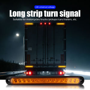 KEVANLY | 1X Universal Car LED Taillight Red Flashing Light Bar Strip Yellow Flowing Water for Trailer Truck Lorry Pickup Brake Turn Light