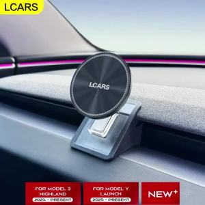 Lcars Is Suitable for the Updated Tesla Model 3 Highland 2024 and Model Y Juniper Car Phone Magnetic Mount Car-Specific Air Vent Phone Holder In-Car Air Vent Clip-On Soft Rubber Transparent Abs Multifunctional Navigation Support Stand