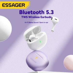 Essager Bluetooth V5.3 TWS Wireless Earphones BT Hi-Fi Stereo Headphones with Mic Charging Case Stereo Sound In-Ear Smart Touch Headset Transmission Distance 8-10M