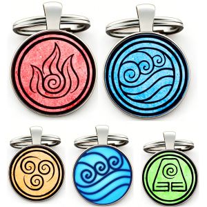 1PC New Avatar The Last Airbender Keychain Four Nations Air Nomad Water Tribe Earth Kingdom Fire Nation Pendant Fans Accessory