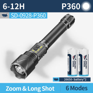 Smiling Shark | SMILING SHARK SD0928 Ultra bright Rechargeable Flashlight 10000 Lumens Zoomable Torch Light with Power bank Funtion for Outdoor