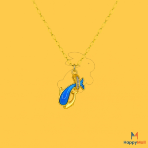 HappyRabbit - Kalung Liontin Ikan Biru Permata Zirkon | Titanium Steel 18K Anti Karat HR11025
