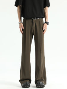 WUKONGYOUHUO | Basic Plain Thin Slit Straight Leg Drape Trousers