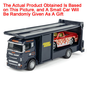 1:64 Scale Container Truck Miniature Model Toy Cars Metal Diecast Trailer with Pull Back Transport Vehicle Toys for Kids Gifts