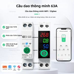 Cầu Dao Thông Minh WiFi Tuya 63A Công Tắc Rơle Zigbee 1P+N Tích Hợp Hẹn Giờ Bảo Vệ Điện Áp Dòng Điện Tương Thích Với Alexa Google Home
