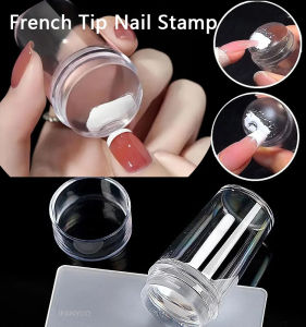 Nail Stamping Jelly Silicone Printing Nail Polish Stamping French Tip Nail Stamp Template with Scraper Manicure Stencil Tool Set