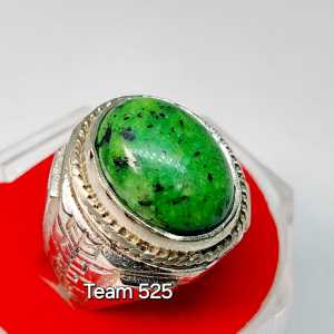 Cincin Batu Ruby Tadulako Hijau Pria Wanita dim 16 mm