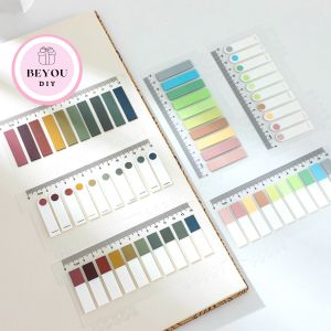 Bộ 200 Giấy Ghi Chú Kiêm Thước Kẻ Nhiều Màu Set 200 Giấy Note Đánh Dấu Cute - BEYOU