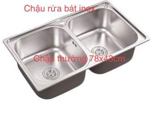 Chậu rửa bát cao cấp 2 hố đã bao gồm bộ thoát inox chống rò rỉ và chống chuột