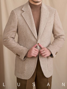 Retro Stripe Mens Wool Suit Jacket