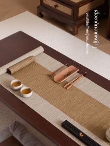 New Chinese Style Waterproof High-End Rush-Weaved Tea Mat
