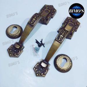 Handle Pintu Rumah Set Lubang Kunci Gagang Pintu Kuningan Antik Handle Garas 29cm