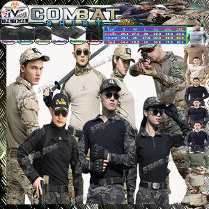 เสื้อคอมแบท เสื้อรณยุทธแขนยาว เสื้อยืดชุดฝึกยุทธวิธีทหารแขนยาวเหมาะเดินป่า ล่าสัตว์ ลาดตระเวนโจมตีต่อสู้ ผ้าไมโครผ้ายืดสเปนเดกซ์ST05