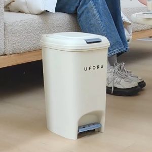 FM UFORU ถังขยะในครัวห้องน้ำขนาดใหญ่เหยียบชักโครกถังขยะเปิดสองชั้นพร้อมฝาปิดกันน้ำ