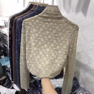 Semi-high Collar Slimming Stretch Lace Base Layer Shirt