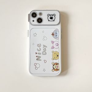 Cute Cartoon Winnie the Pooh Phone Case Full Cover Anti-Fall Soft Shell with Lens Film Apple iPhone 16/15 Compatible