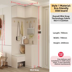 YDYOUDAN | Modern L-shaped Entryway Shoe Cabinet with Coat Hanger and Sittable Bench