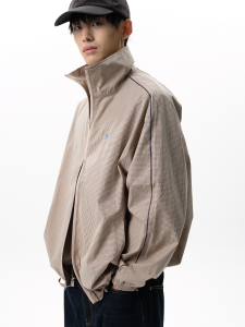 Roaringwild | Loose Striped Stand Collar American Style Jacket Male