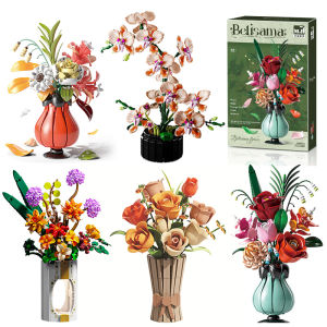 Creative Rose Orchid Eternal Flower Pot Planting Building Blocks Sunflower Lotus Romantic Flowers Bricks Toys Valentine Day Gift