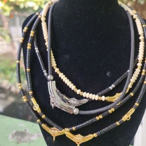 สร้อยคอ กระดูกปลาสีขาว 50 cm (20นิ้ว) สแตนเลส ทองเลเซอร์ สัง ไม่ลอกไม่ดำไม่เป็นสนิม ห้อยพระวัตถุมงคลได้ 1 องค์