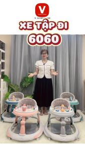 Xe Tròn Tập Đi Cho Bé V-BABY 6060 Có Bàn Ăn Dặm Có Nhạc Mẫu Mới 2026
