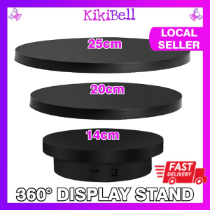 14/20/25cm 3in1 Showcase Display 360 Rotating Stand White Black USB Electric Rotate Turntable Alas Putar Produk 电动旋转盘