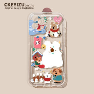 Cute Bear Silicone Phone Case for Apple 15 pro Max 14 plus iPhone 13 pro Transparent Full Cover Anti-Fall Protection Compatible