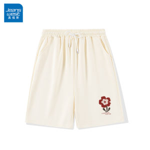 Jeanswest Black Sports Shorts for Women Summer 2025 New Pure Cotton Casual Mid-Length Five-Piece Pants Straight Leg Fit