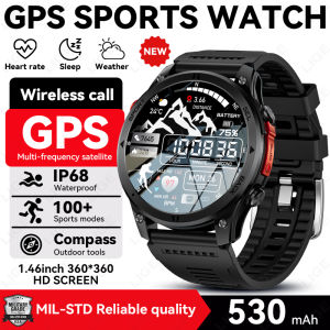 LIGE | 1.46" HD Screen Smart Watch GPS Map Satellite Navigation IP68 Waterproof 530mAh Battery Compass Outdoor Sport Smartwatch Men