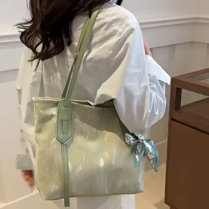 Korean Large Capacity Shoulder Bag College Students Class Commuter Tote Bag With Ribbon Female Gifts