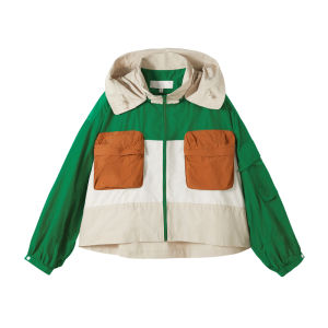URLAZH | Age Reducing School Style Passion Fruit Color Blocking Womens Hoodie