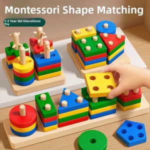 JIFANPAUL | Montessori Geometric Shape Matching Blocks 2-3 Years