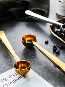 Thìa Đong Cà Phê Đa Năng Kiêm Kẹp Miệng Túi Hở Bằng Thép Không Gỉ Chắc Chắn Đảm Bảo Muỗng Định Lượng Đa Dạng Màu Sắc