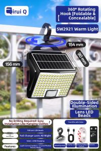 QIR | Outdoor Solar Lights for Courtyard No-drilling Installation Waterproof Motion Sensor