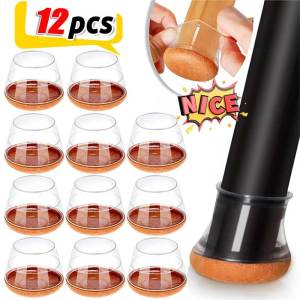 เก้าอี้กลมสนับเข่าสำหรับเล่นกีฬาแผ่นสักหลาดสำหรับพื้นไม้เนื้อแข็งฝาปิดซิลิโคนฝาเลื่อนขาเฟอร์นิเจอร์ลดเสียงรบกวนไม่ลื่น