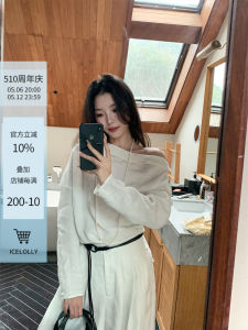 Iceolloey Linen Crop Top Womens Fashion Spring Sweet Style Long Sleeve Shoulder Bared Shirt Slim Fit Pure Color Casual Wear