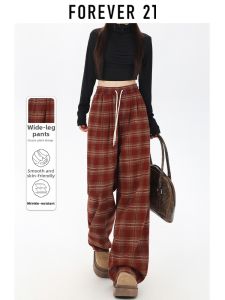 Forever21 | Vintage Loose Plaid High-waist Red Pants