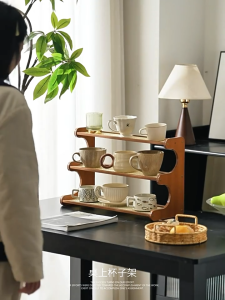 Multi-tier storage rack balcony plant stand desktop teacup holder coffee cup drainer dining table storage office desk organizer desktop teacup and coffee cup organizer.