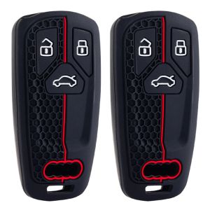 Silicone Keychain For Car Keys Case Holder Key Cover For Audi Q5 Q7 TT A4 B9 A5 A6 8S 8W 4M S4 S5 S7 TTS TFSI RS Car Key Case