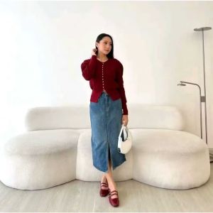 Callra Knitwear Premium Cardigan Rajut Motif Kancing Jamur 55k