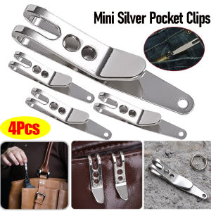 4ชิ้นกระเป๋าที่เก็บสแตนเลสสตีล Multitools คลิปแบบแขวนเข็มขัดหัวเข็มขัดโลหะขนาดเล็กอุปกรณ์คาราไบเนอร์กลางแจ้งพกพาคลิป