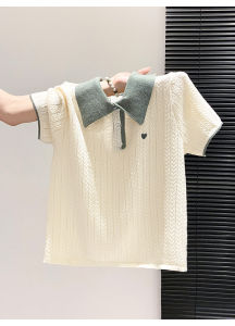 LUOSHAO | Polo Collar Short Sleeve Knit Top