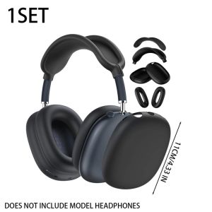 For AirPods Max 1st 2nd Gen Silicone Cover Set 4 Pieces Headband and Ear Cup Protection Transparent White Black Plum