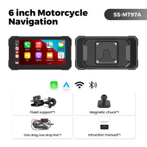 MEKEDE 6 inch Wireless CarPlay Moto Android Auto Portable Digital Motorcycle Dashboard GPS Navigation Removable Display Screen