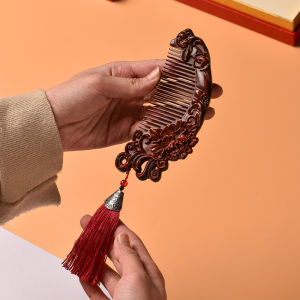 Original Chinese Style Ivory Horn Rosewood Combs Hollow out Design for Meridian Massage Luxury Gift Personal Care Toiletries