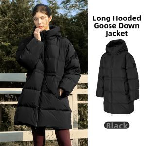 Female Long Waist-Accentuated Hooded Casual Down Jacket
